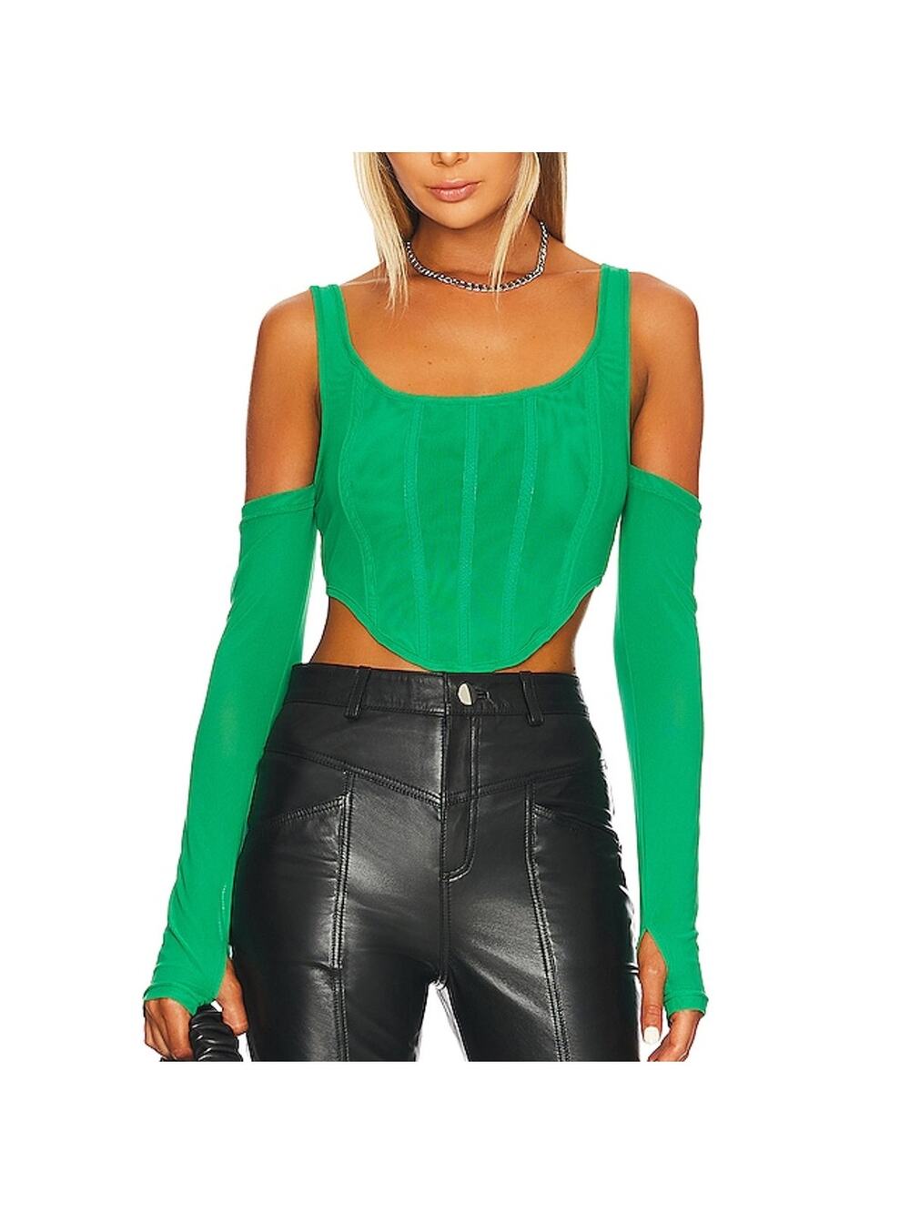 By Dyln Structured Green Aria Corset Top Size S